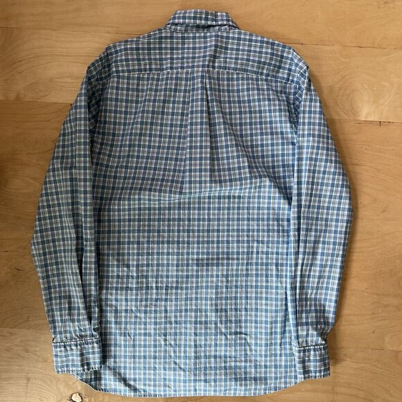 J Press Button Up Shirt XL Blue Green Collared Long Sleeve Oxford New York - Picture 5 of 6